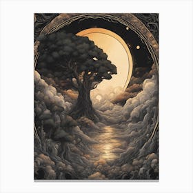 Moon And Trees Canvas Print