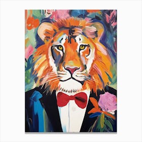 Lion In A Suit Painting Canvas Print