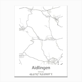 Aidlingen,Germany Minimalist Map Canvas Print