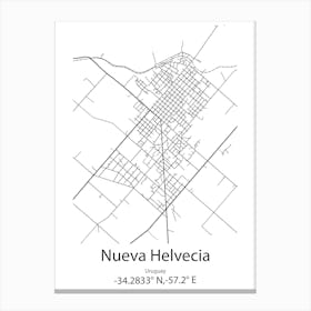 Nueva Helvecia,Uruguay Minimalist Map Canvas Print