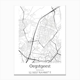 Oegstgeest,Netherlands Minimalist Map Canvas Print