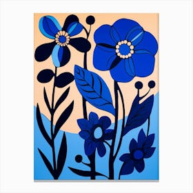 Blue Flower Illustration Black Eyed Susan 1 Canvas Print