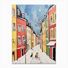 Cat In The Streets Of Munich   Germany With Snow 2 Canvas Print