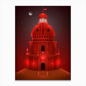 Red Castle In The Night Canvas Print