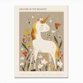 Unicorn In The Meadow Mocha Pastel 2 Poster Canvas Print
