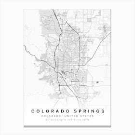 Colorado Springs Colorado USA White Map Canvas Print