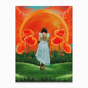 Collage 1 Model Orange Teal Moon Canvas Print