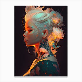Flower Cyberpunk Girl Canvas Print
