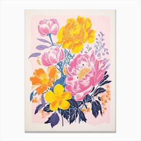 Colourful Flower Still Life Risograph Style 36 Canvas Print