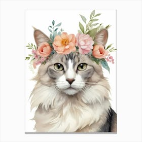 Balinese Javanese Cat With Flower Crown (5) Canvas Print