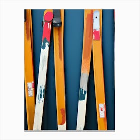 Stacked Skis Minimal Nordic Skiing Storage Canvas Print