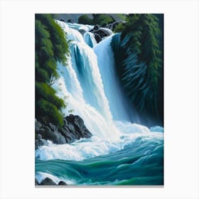 Huka Falls, New Zealand Peaceful Oil Art 1 (1) Canvas Print