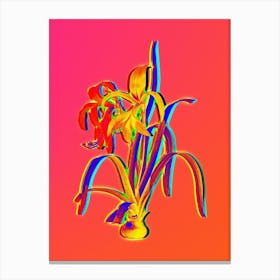 Neon Sprekelia Botanical in Hot Pink and Electric Blue n.0205 Canvas Print