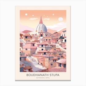 The Boudhanath Stupa Kathmandu Nepal Travel Poster Canvas Print