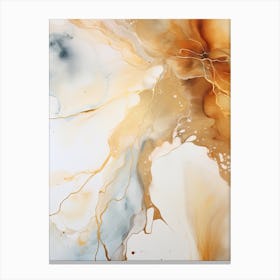 Ochre And White Flow Asbtract Painting 1 Canvas Print