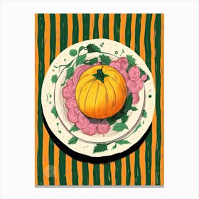 A Plate Of Pumpkins, Autumn Food Illustration Top View 5 Canvas Print