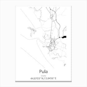 Pula,Croatia Minimalist Map Canvas Print