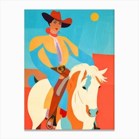 Cowgirl On Horseback 2 Canvas Print