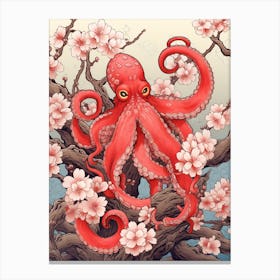 Common Octopus Japanese Style Illustration 2 Canvas Print