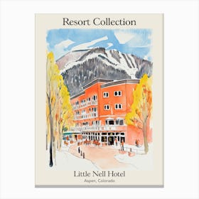 Poster Of Little Nell Hotel   Aspen, Colorado   Resort Collection Storybook Illustration 4 Canvas Print