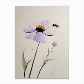 Bee On Purple Flower Canvas Print