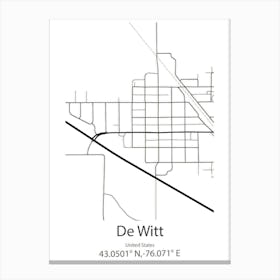 De Witt,United States Minimalist Map Canvas Print