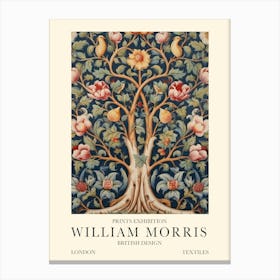 William Morris London Exhibition Poster Tree Of Life Blue Canvas Print
