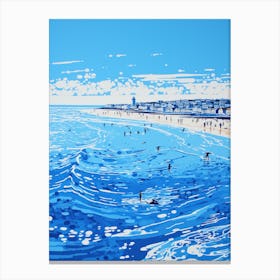 A Picture Of St Ives Bay Cornwall Linocut 2 Canvas Print