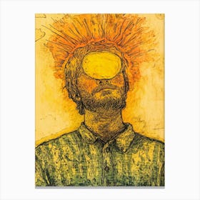 Man With A Sun On His Head Canvas Print