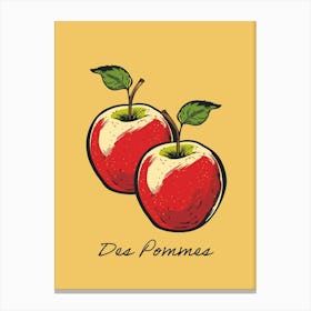 Red Apples, Retro Kitchen Art Print Canvas Print