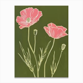 Pink & Green Poppy 2 Canvas Print