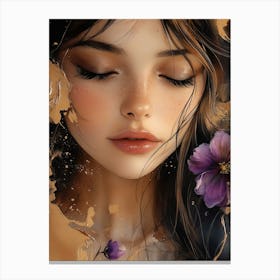 Beautiful Girl With Flowers Canvas Print