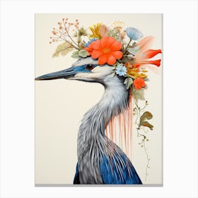 Bird With A Flower Crown Great Blue Heron 3 Canvas Print