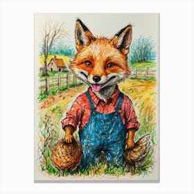 Fox In Overalls Canvas Print