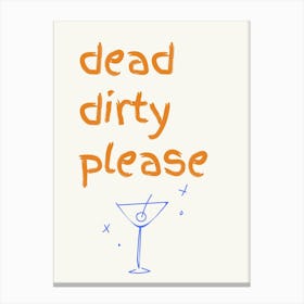 Dirty Martini Cocktail Poster Orange  Canvas Print