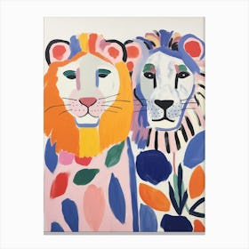 Colourful Kids Animal Art Lion 7 Canvas Print