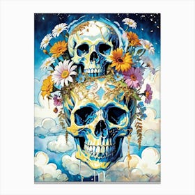 Surrealist Floral Skull Painting (37) Canvas Print