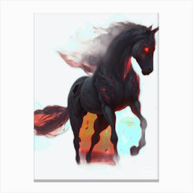 Black Horse With Red Eyes Canvas Print