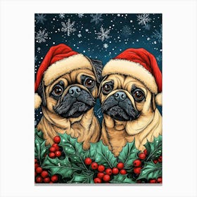 Christmas Pugs 15 Canvas Print