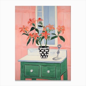Bathroom Vanity Painting With A Hibiscus Bouquet 1 Canvas Print