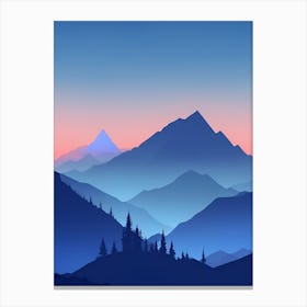 Misty Mountains Vertical Composition In Blue Tone 128 Canvas Print