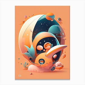 Space Exploration Kawaii Kids Space Canvas Print