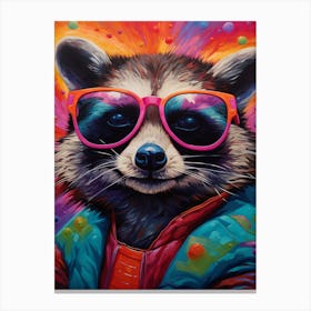  A Possum Wearing Sunglasses Vibrant Paint Splash 2 Canvas Print