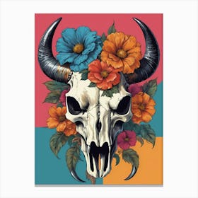 Floral Bison Skull (24) Canvas Print