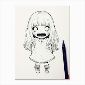 Kawaii Girl Drawing Canvas Print