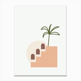 Minimal Terracota Shapes And Palm Canvas Print