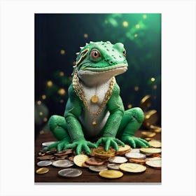 Frog With Gold Coins Canvas Print