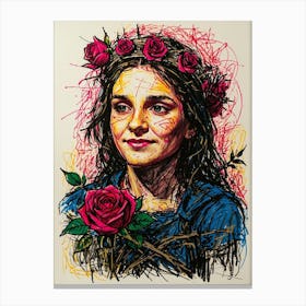 Girl With Roses 1 Canvas Print