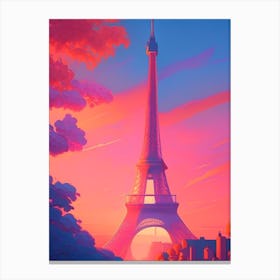 Eiffel Tower Sunset Dreamy Landscape Canvas Print