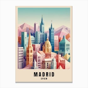 Madrid City Travel Poster Spain Low Poly (24) Canvas Print